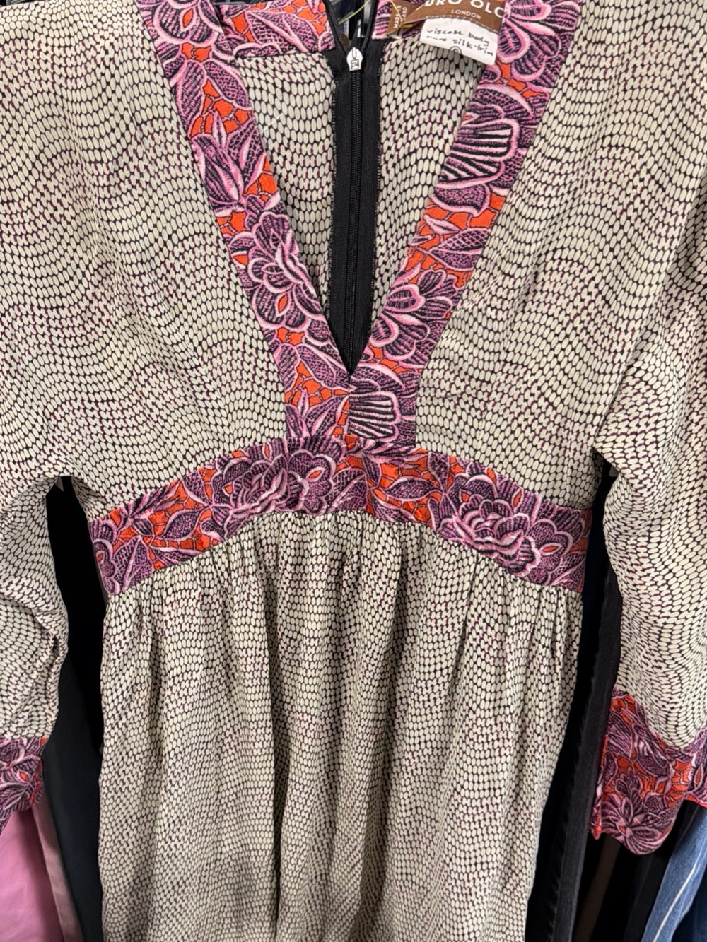 Duro Olowu London Silk Mixed Print V-Neck Midi Dress Size 36 / US 4 Artisanal - Picture 8 of 15